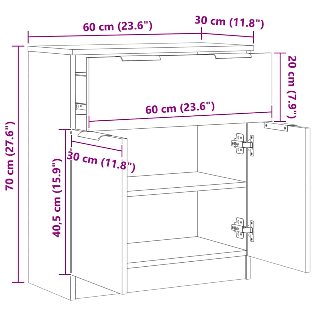 Skänk Ek 60X30X70 Cm Konstruerat Trä