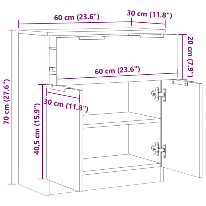 Skänk Ek 60X30X70 Cm Konstruerat Trä