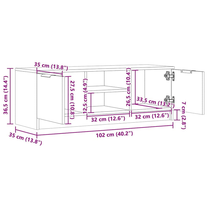 Tv-Bänk 102X35X36,5 Cm Konstruerat Trä