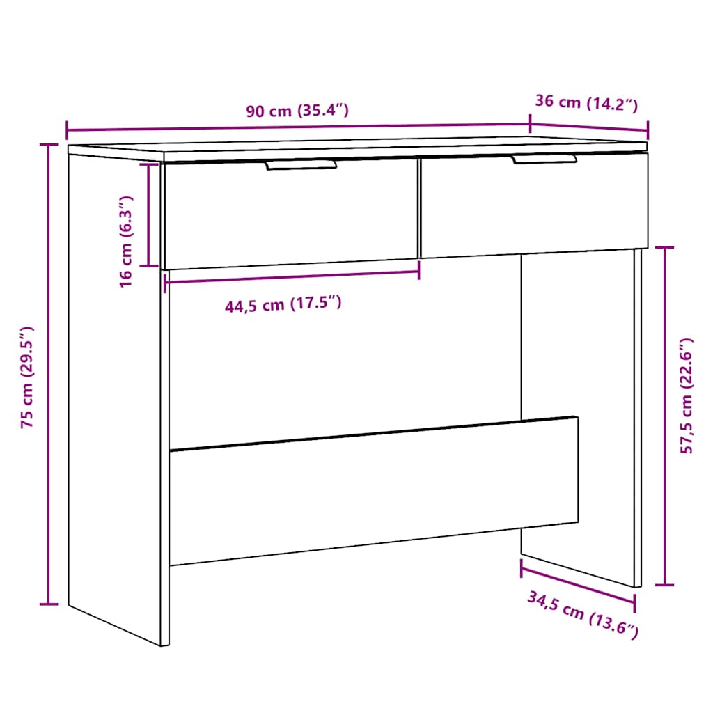 Avlastningsbord Åldrat Trä 90X36X75 Cm Konstruerat Trä
