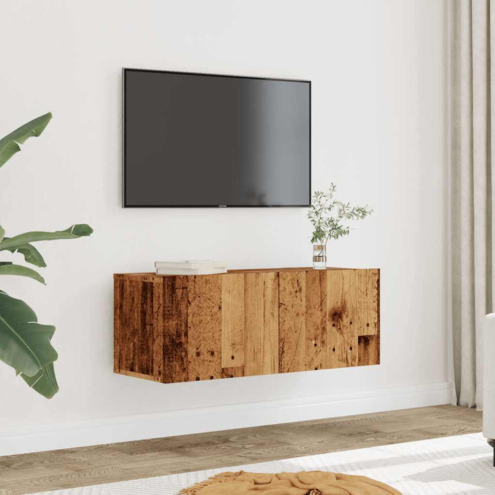 Väggmonterad Tv-Skåp Åldrat Trä 120X30X30 Cm Konstruerat Trä