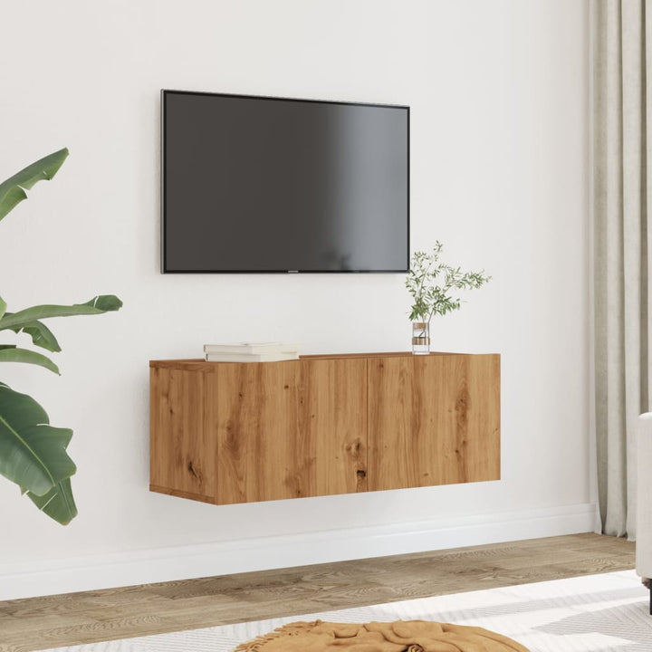 Väggmonterad Tv-Skåp Åldrat Trä 120X30X30 Cm Konstruerat Trä