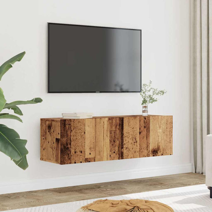 Väggmonterad Tv-Skåp Åldrat Trä 120X30X30 Cm Konstruerat Trä