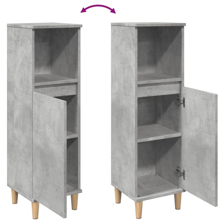 Badrumsskåp Betonggrå 30X30X100 Cm Konstruerat Trä