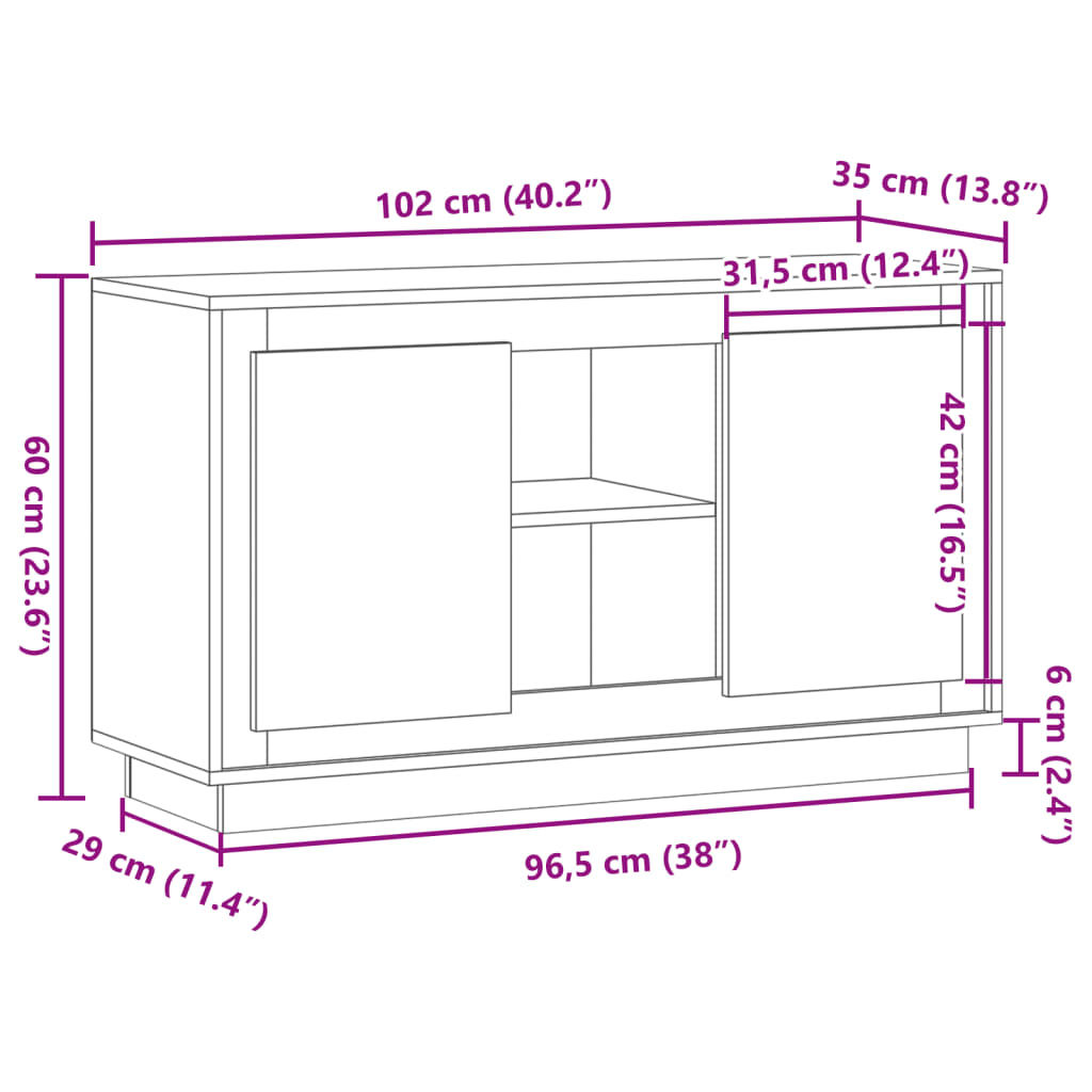 Skänk 102X35X60 Cm Konstruerat Trä