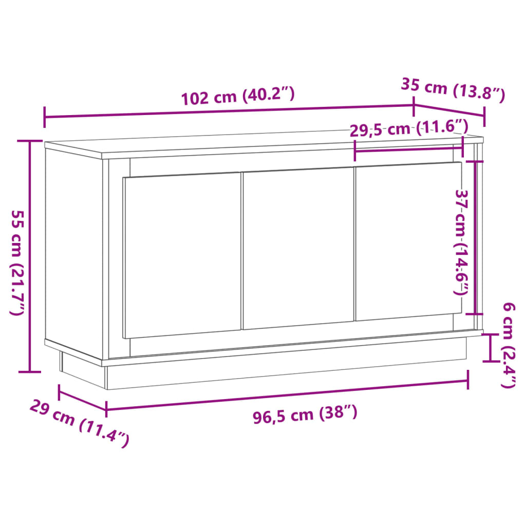 Skänk 102X35X55 Cm Konstruerat Trä
