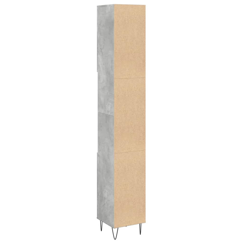 Badrumsskåp Betonggrå 30X30X190 Cm Konstruerat Trä