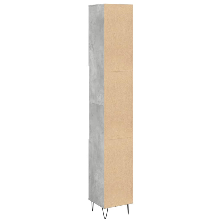 Badrumsskåp Betonggrå 30X30X190 Cm Konstruerat Trä