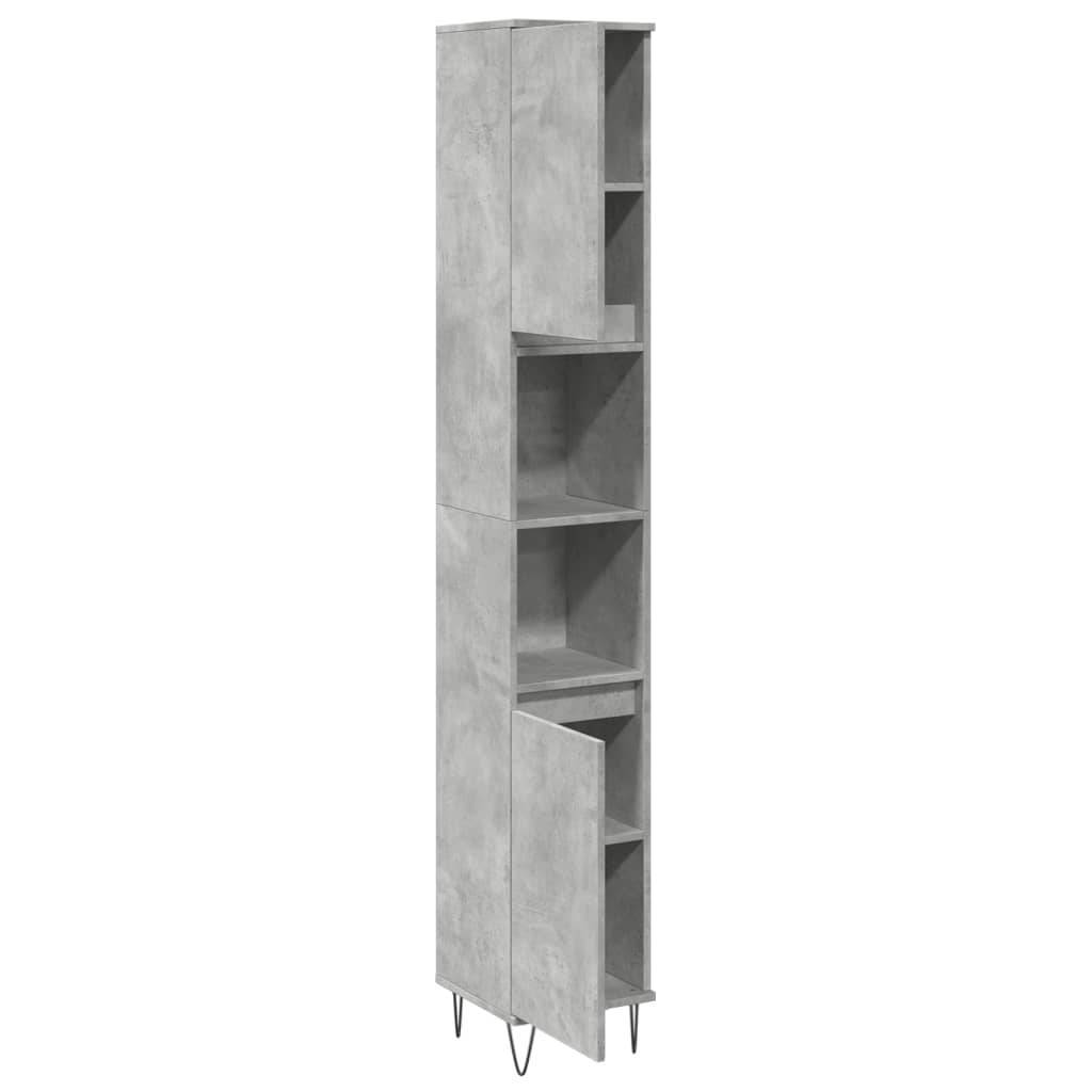 Badrumsskåp Betonggrå 30X30X190 Cm Konstruerat Trä