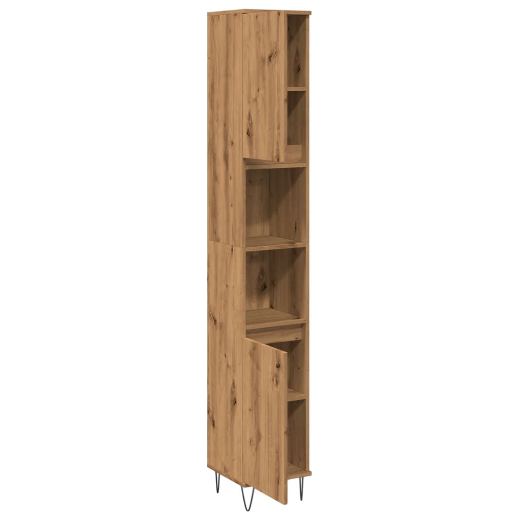 Badrumsskåp Ek 30X30X190 Cm Konstruerat Trä