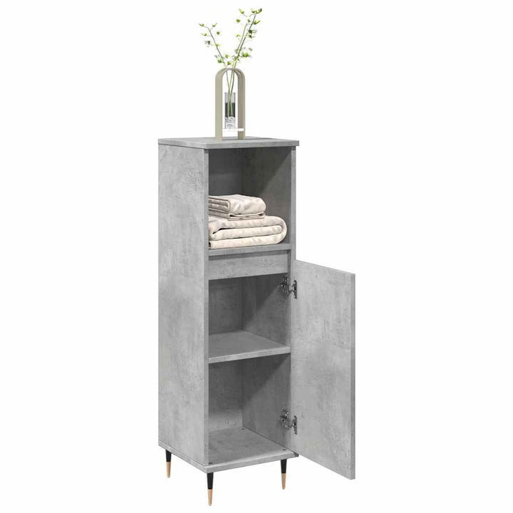 Badrumsskåp Betonggrå 30X30X100 Cm Konstruerat Trä