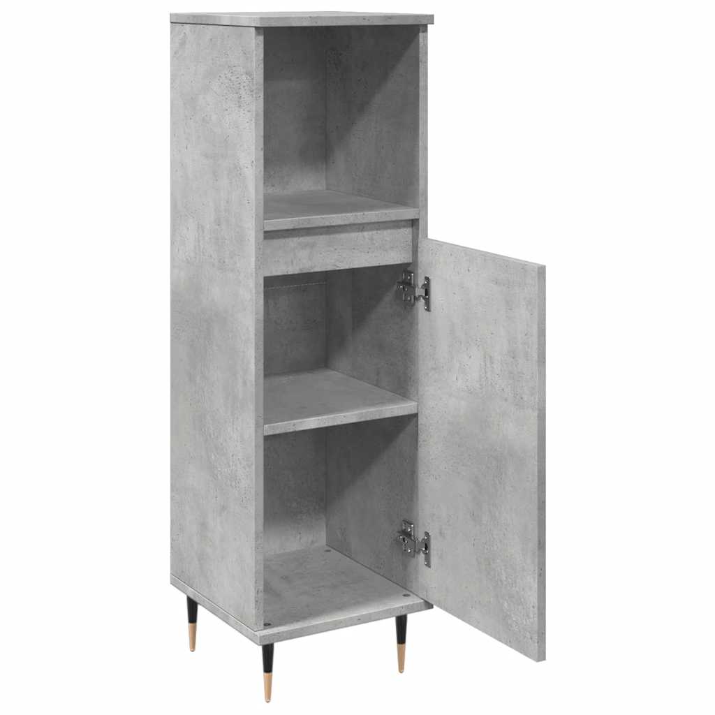 Badrumsskåp Betonggrå 30X30X100 Cm Konstruerat Trä
