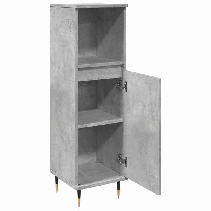Badrumsskåp Betonggrå 30X30X100 Cm Konstruerat Trä