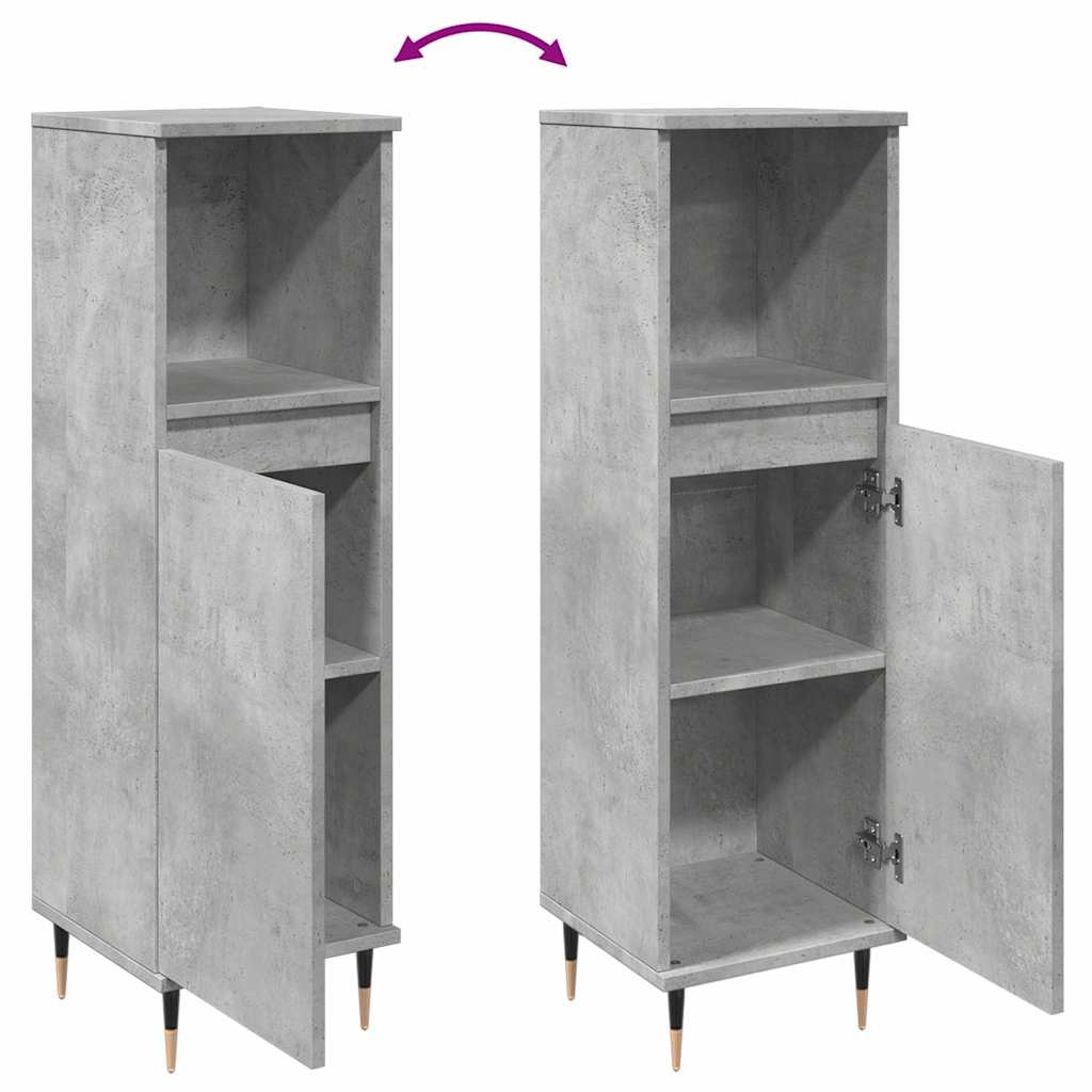 Badrumsskåp Betonggrå 30X30X100 Cm Konstruerat Trä