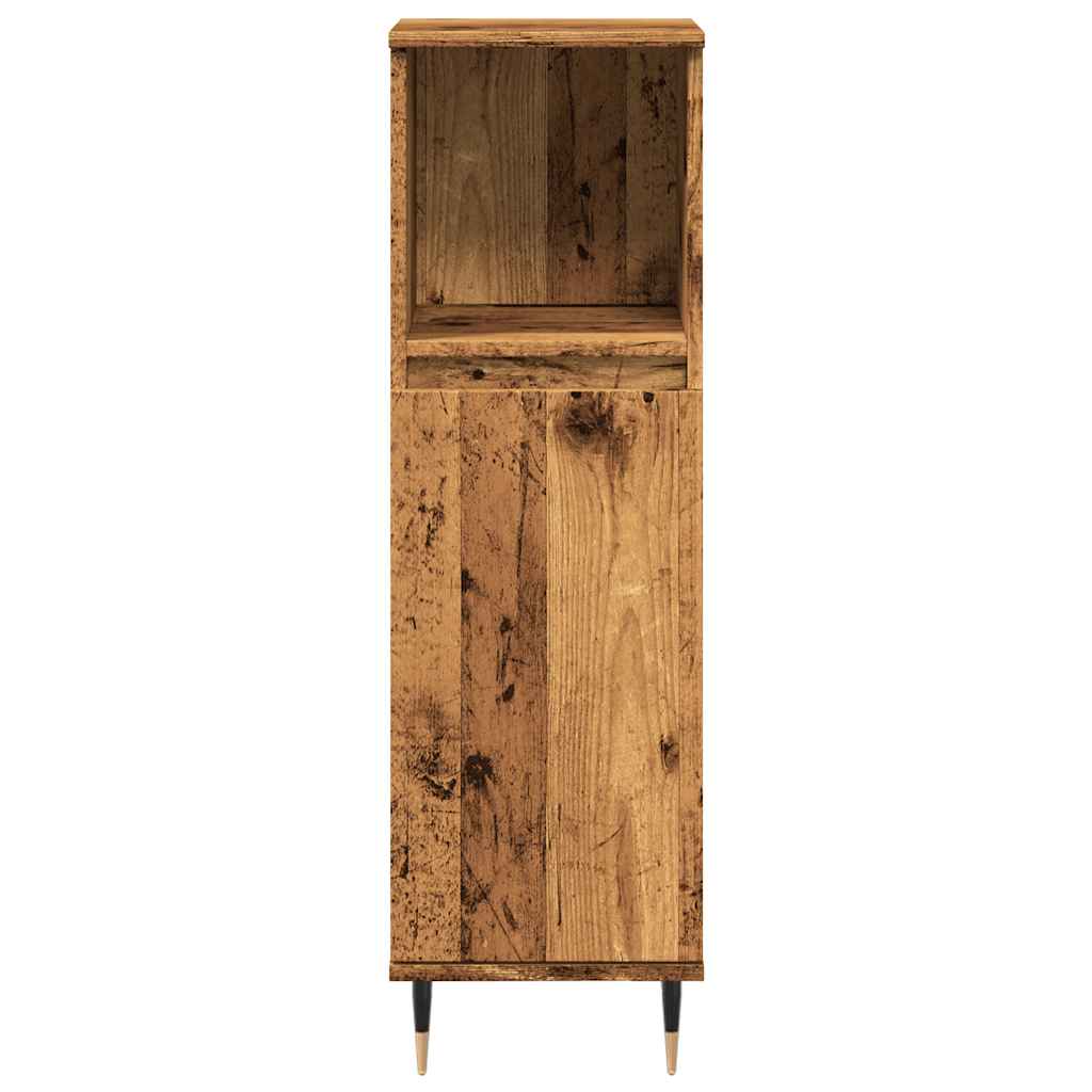 Badrumsskåp Åldrat Trä 30X30X100 Cm Konstruerat Trä