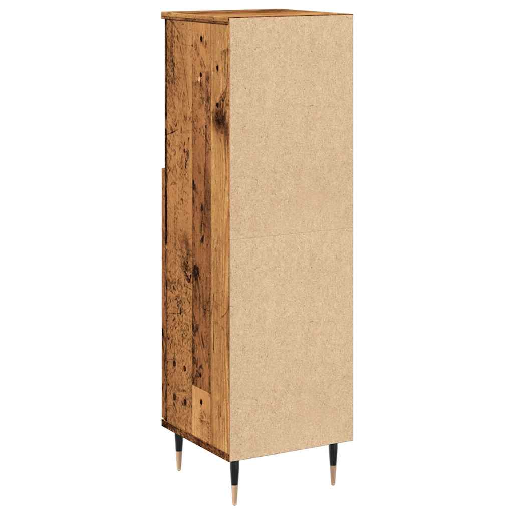 Badrumsskåp Åldrat Trä 30X30X100 Cm Konstruerat Trä
