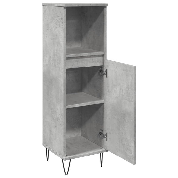 Badrumsskåp Betonggrå 30X30X100 Cm Konstruerat Trä
