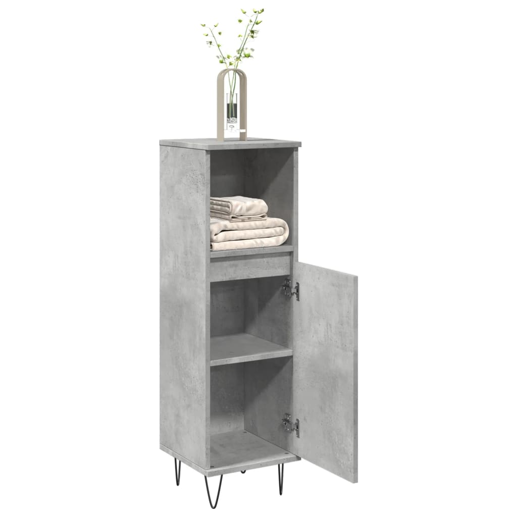 Badrumsskåp Betonggrå 30X30X100 Cm Konstruerat Trä