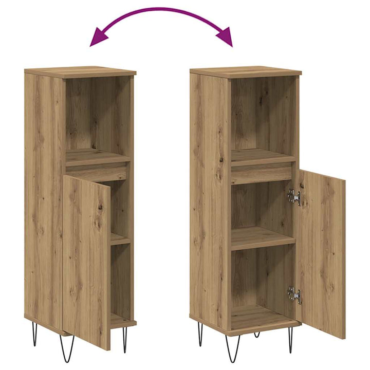 Badrumsskåp Ek 30X30X100 Cm Konstruerat Trä