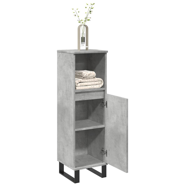 Badrumsskåp Betonggrå 30X30X100 Cm Konstruerat Trä