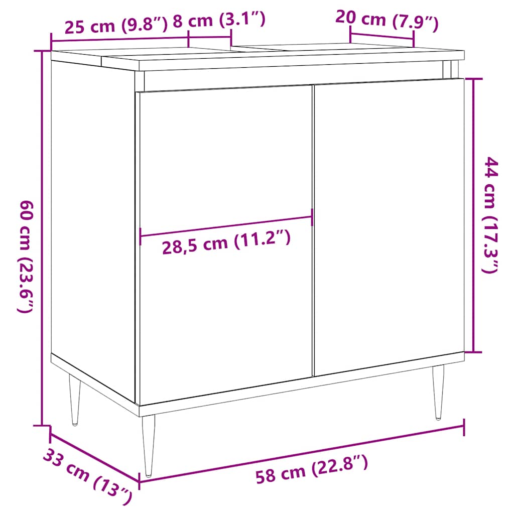Badrumsskåp Betonggrå 58X33X60 Cm Konstruerat Trä