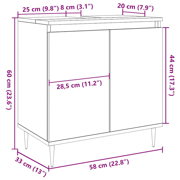 Badrumsskåp Betonggrå 58X33X60 Cm Konstruerat Trä