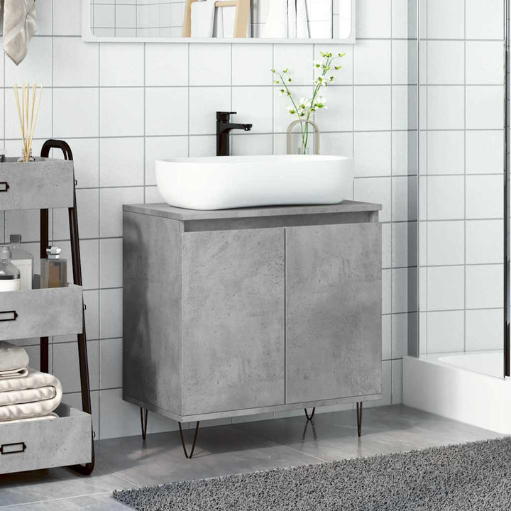 Badrumsskåp Betonggrå 58X33X60 Cm Konstruerat Trä