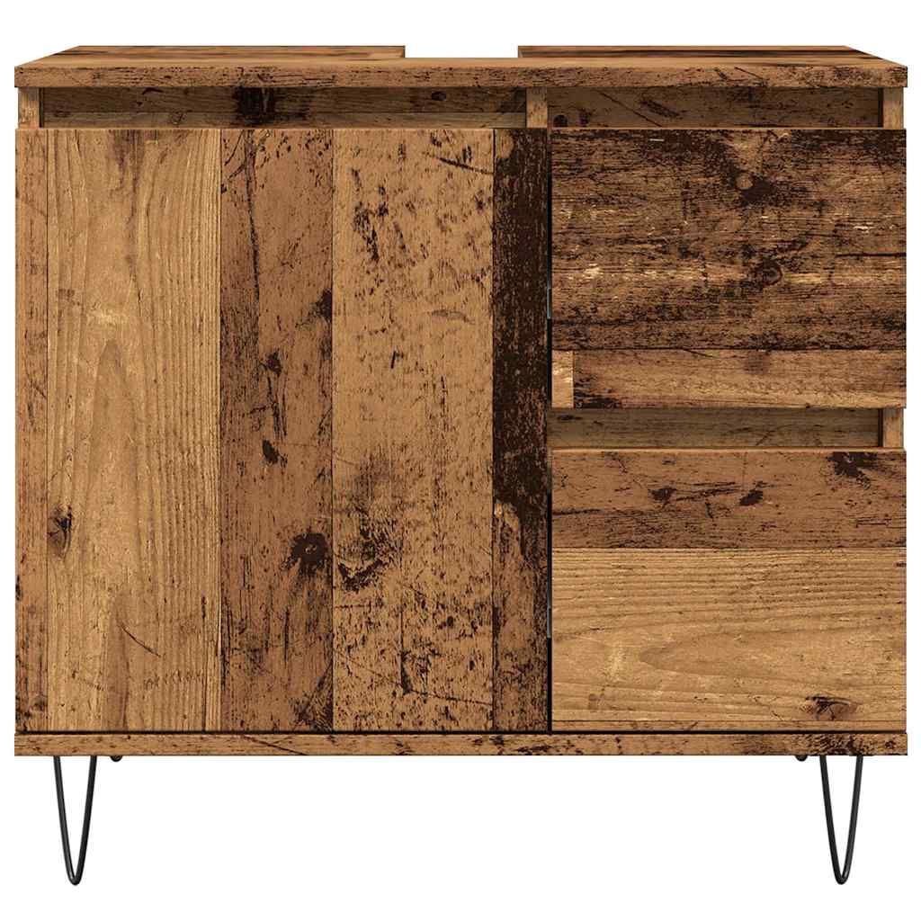 Tvättställsskåp Åldrat Trä 65X33X60 Cm Konstruerat Trä