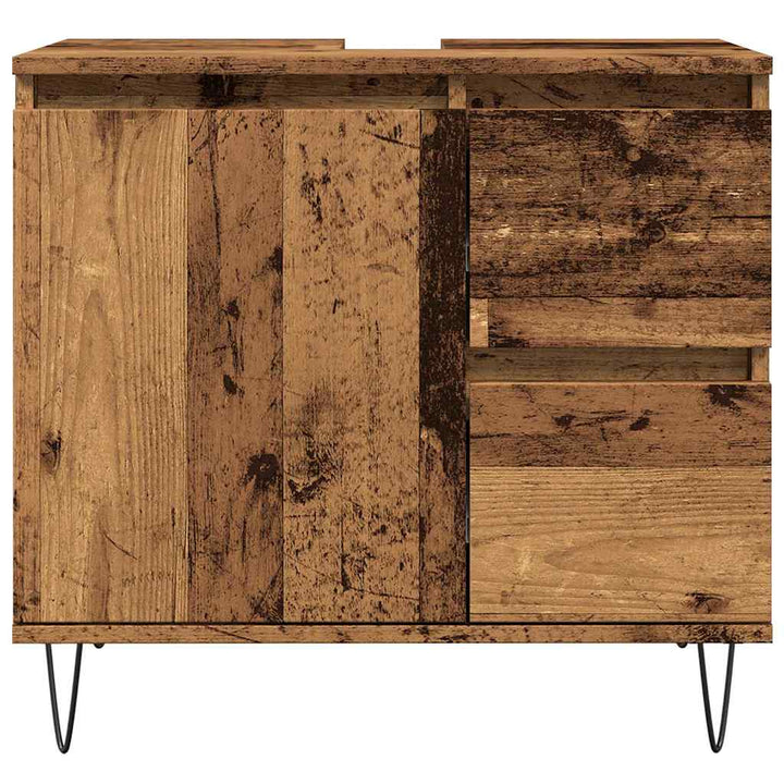 Tvättställsskåp Åldrat Trä 65X33X60 Cm Konstruerat Trä