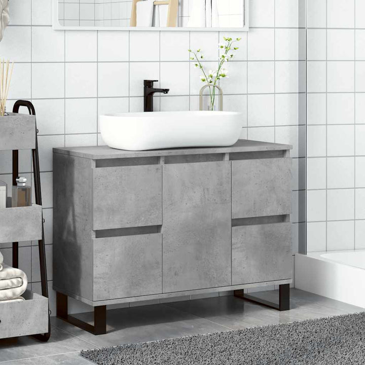 Tvättställsskåp Betonggrå 80X33X60 Cm Konstruerat Trä
