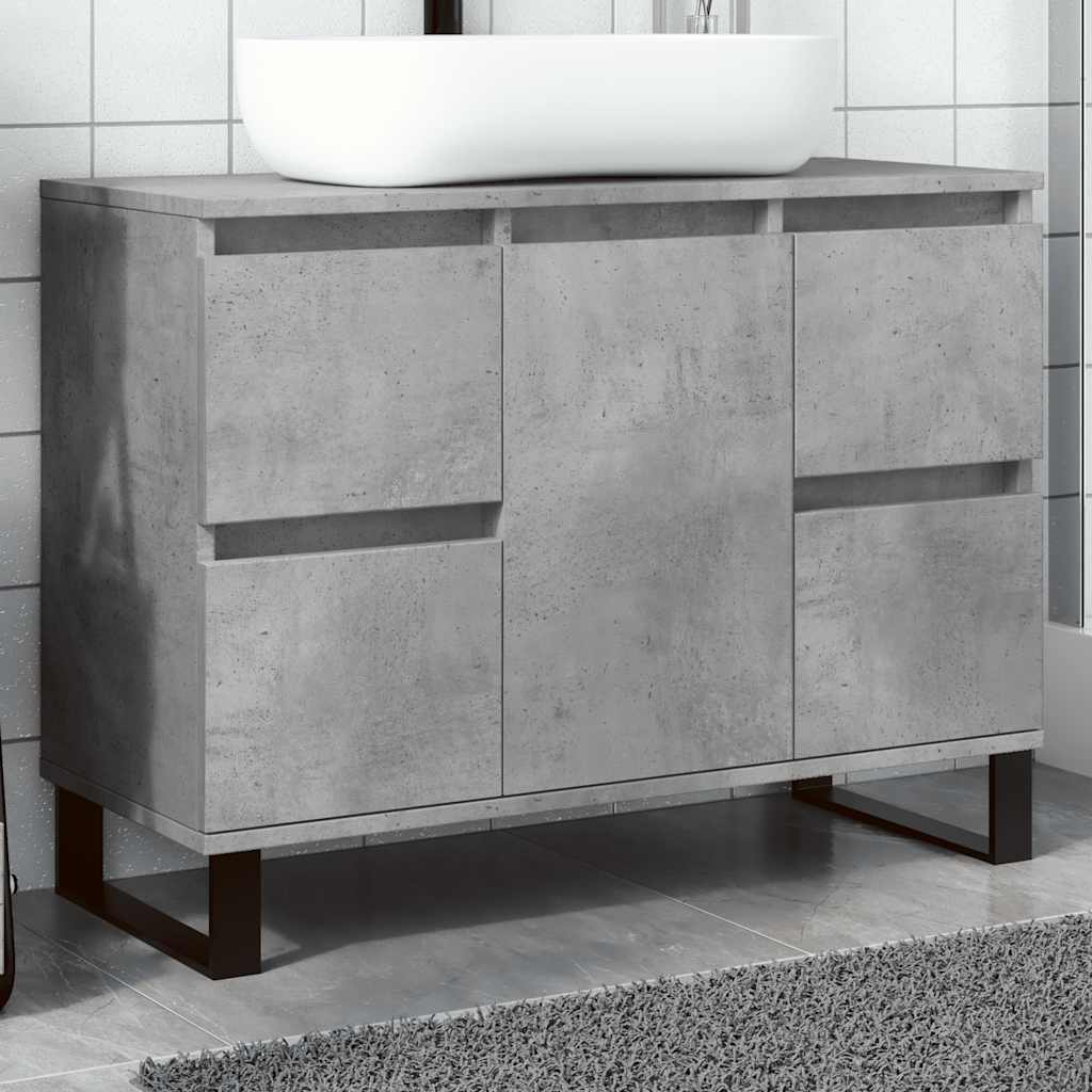 Tvättställsskåp Betonggrå 80X33X60 Cm Konstruerat Trä