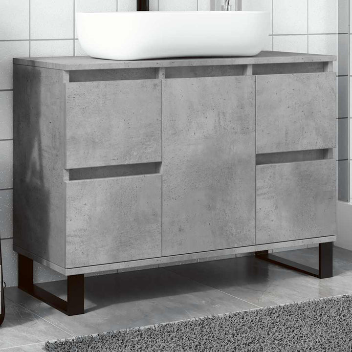Tvättställsskåp Betonggrå 80X33X60 Cm Konstruerat Trä