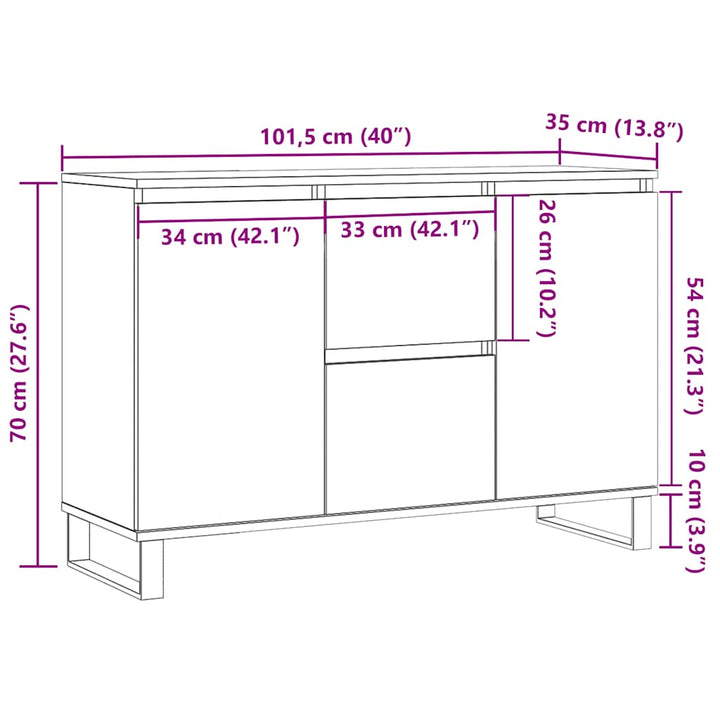Skänk Ek 101,5X35X70 Cm Konstruerat Trä