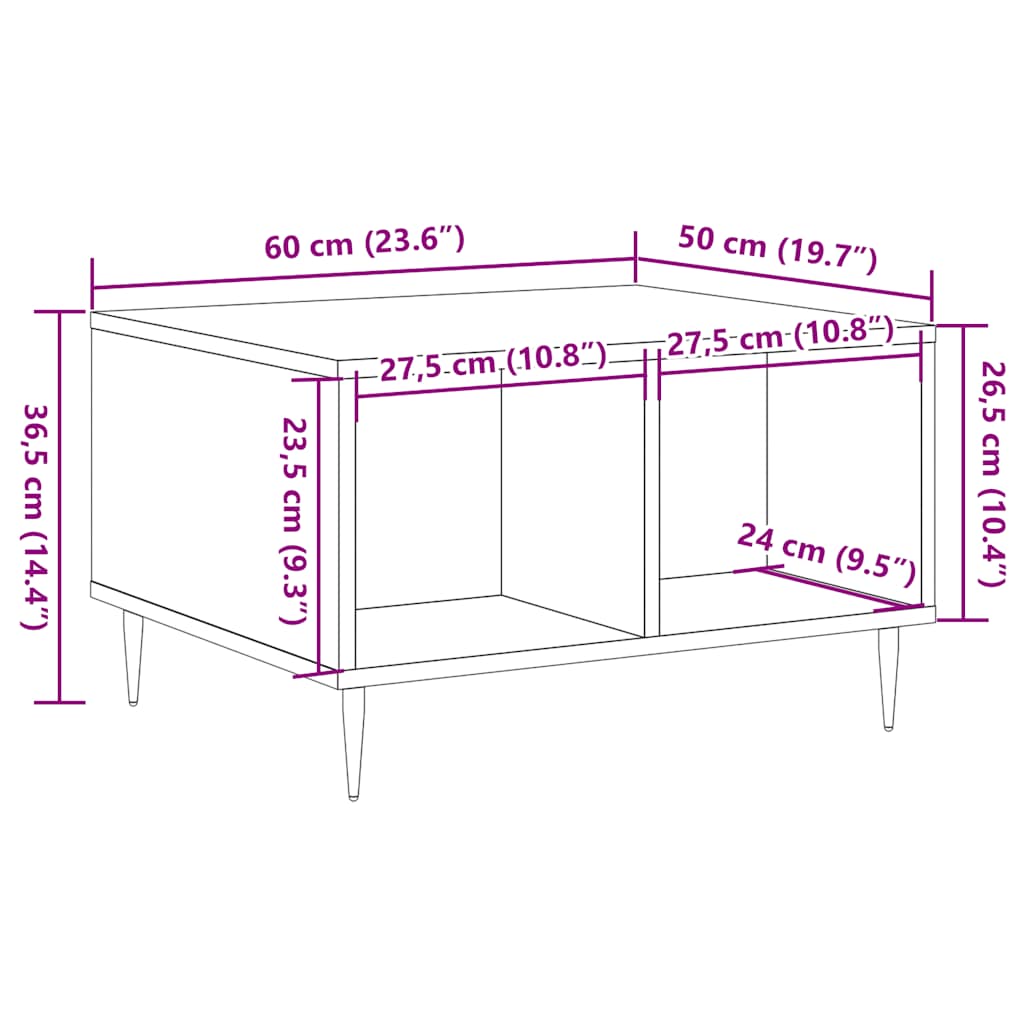 Soffbord 60X50X36,5 Cm Konstruerat Trä