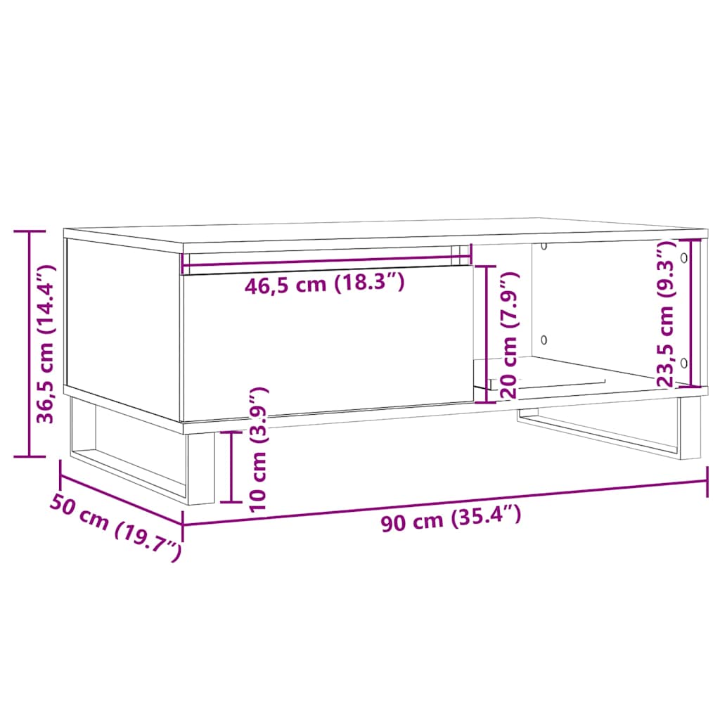 Soffbord Åldrat Trä 90X50X36,5 Cm Konstruerat Trä