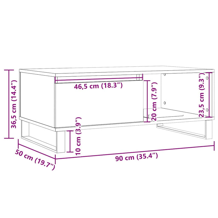 Soffbord Åldrat Trä 90X50X36,5 Cm Konstruerat Trä