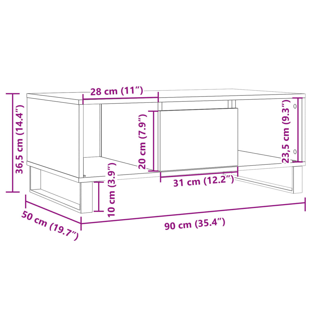 Soffbord 90X50X36,5 Cm Konstruerat Trä