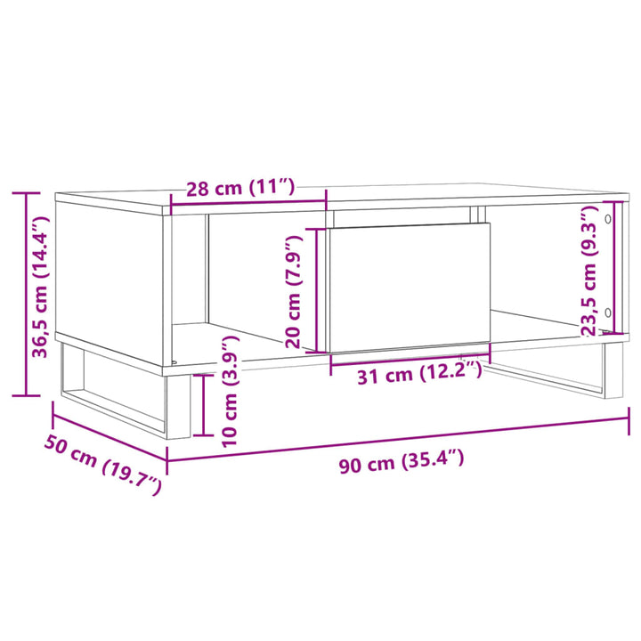 Soffbord 90X50X36,5 Cm Konstruerat Trä