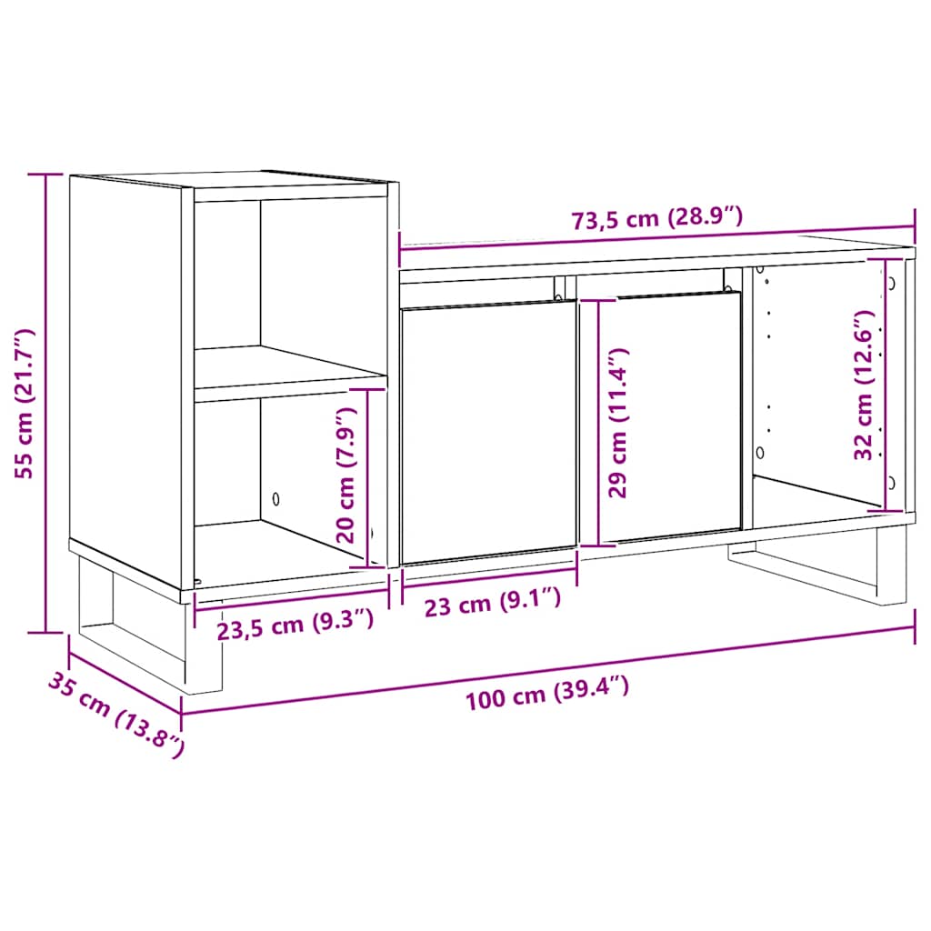 Tv-Bänk 100X35X55 Cm Konstruerat Trä