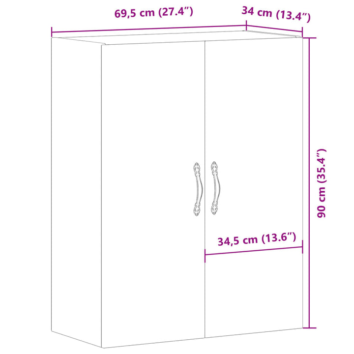 Väggskåp Åldrat Trä 69,5X34X90 Cm Konstruerat Trä