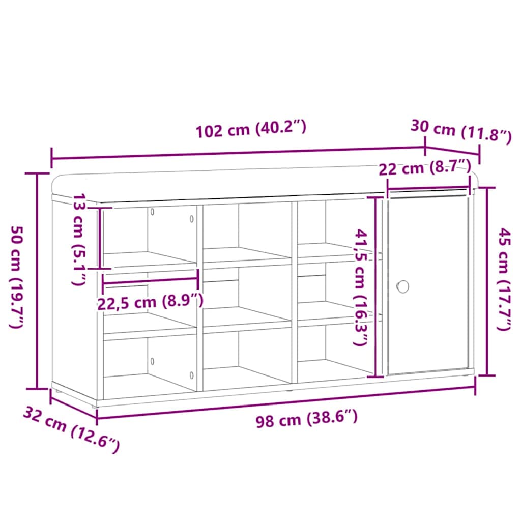Skobänk Hantverksmässig Ek 102X32X50 Cm Konstruerat Trä