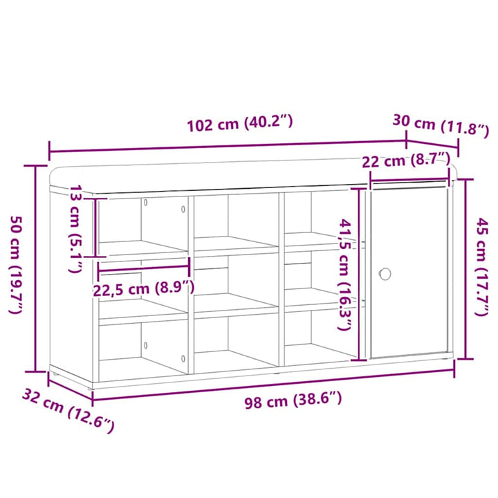 Skobänk Hantverksmässig Ek 102X32X50 Cm Konstruerat Trä