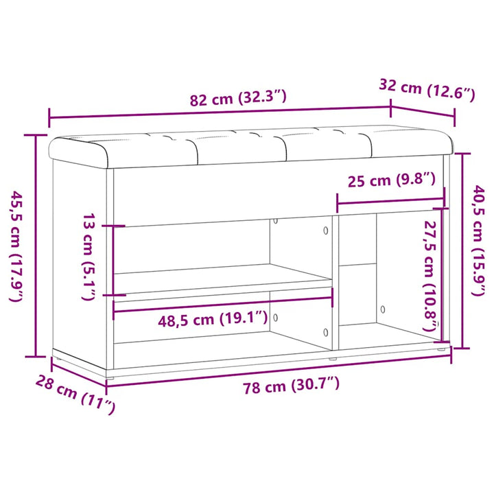 Skobänk 82X32X45,5 Cm Konstruerat Trä
