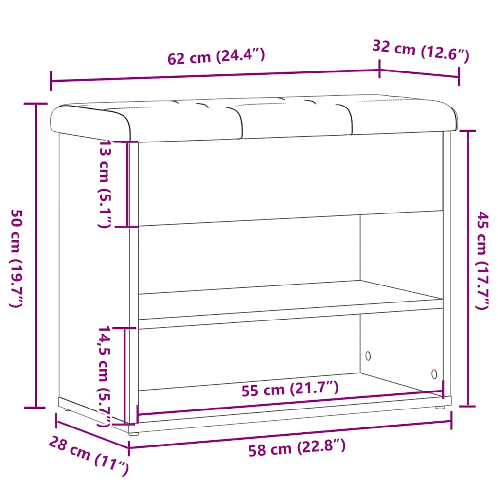 Skobänk 62X32X50 Cm Konstruerat Trä