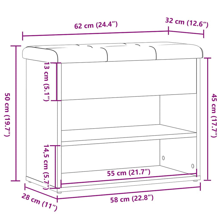 Skobänk 62X32X50 Cm Konstruerat Trä