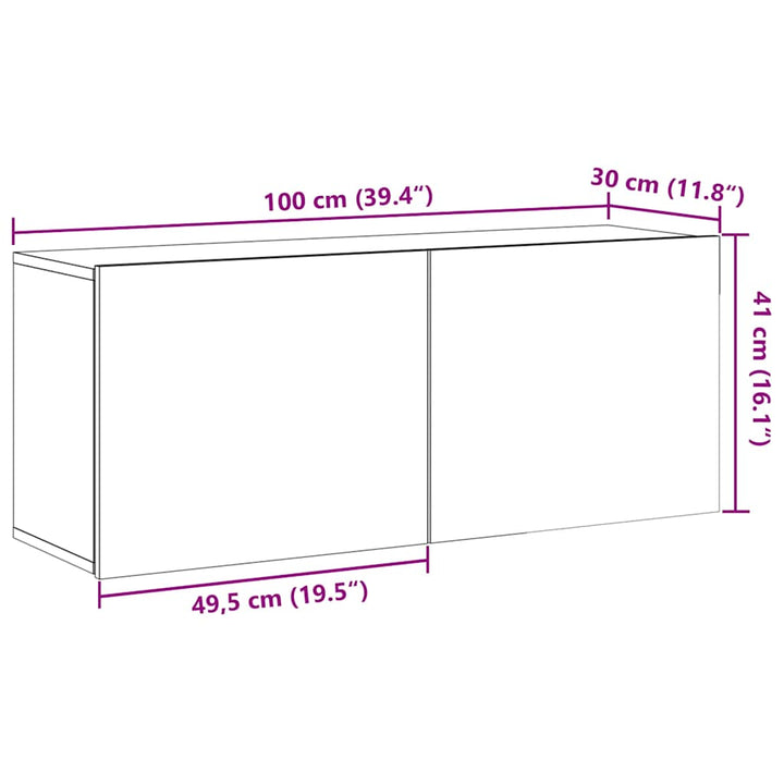 Väggmonterad Tv-Bänk 100X30X41 Cm
