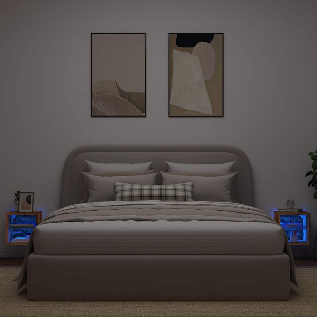 Väggmonterad Tv-Bänk Led 2 St 30X28,5X
