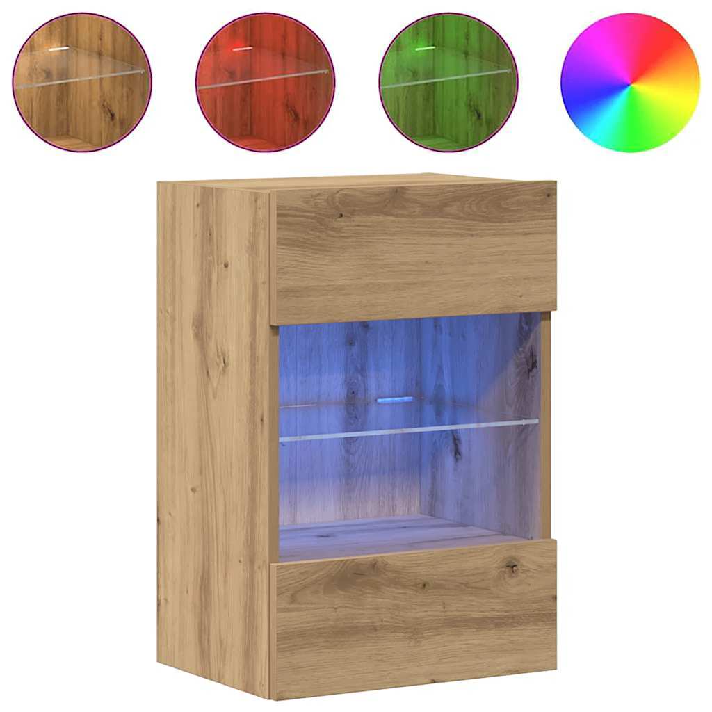 Nástenné Skrinky S Led Osvetlením Pre Tv 2 St 40X30X60,5 Cm