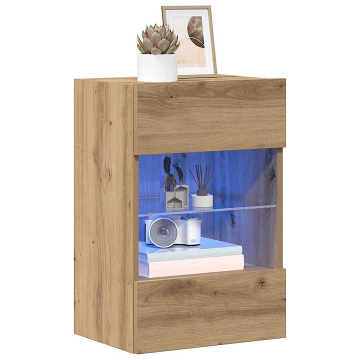 Nástenné Skrinky S Led Osvetlením Pre Tv 2 St 40X30X60,5 Cm