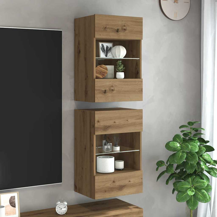 Väggmonterad Tv-Bänk Led 98,5X30X60,5 Cm